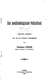 Cover of: Das mecklenburgische volksrätsel. by Johannes Gillhoff