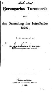 Cover of: Berengarius Turonensis by Hans Friedrich Georg Julius Sudendorf, Hans Friedrich Georg Julius Sudendorf