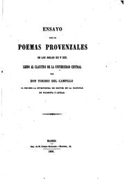 Ensayo sobre los poemas provenzales de los siglos XII y XIII by Toribio del Campillo y Casamor