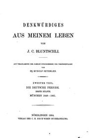 Cover of: Denkwürdiges aus meinem leben by Johann Caspar Bluntschli
