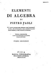 Cover of: Elementi di algebra by Pietro Paoli