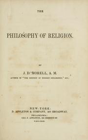 Cover of: philosophy of religion.