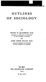 Cover of: Outlines of sociology by Frank W. Blackmar, Frank W. Blackmar