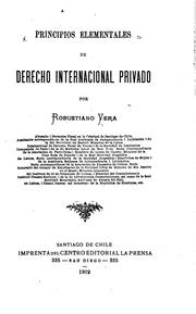 Cover of: Principios elementales de derecho internacional privado