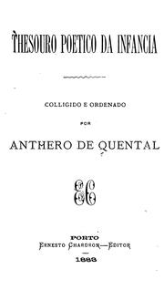 Cover of: Thesouro poetico da infancia by Antero de Quental