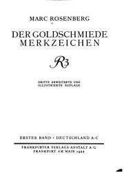 Der Goldschmiede Merkzeichen by Marc Rosenberg