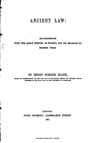Ancient law by Henry Sumner Maine