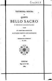 Testimonia minora de quinto bello sacro e chronicis occidentalibus by R. Röhricht