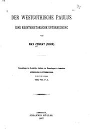 Cover of: Der westgothische Paulus.: Eine rechtshistorische untersuchung