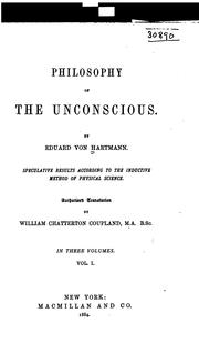 Cover of: Philosophy of the unconscious by Eduard von Hartmann