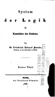 Cover of: System der Logik als Kunstlehre des Denkens.