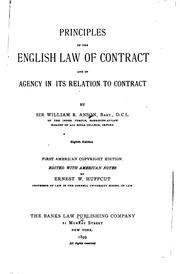 Cover of: Principles of the law of contract by Anson, William Reynell Sir, Anson, William Reynell Sir