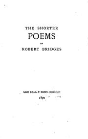 Cover of: The shorter poems of Robert Bridges. by Robert Seymour Bridges