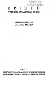 Cover of: Nachgelassene Briefe und Schriften by Ferdinand Lassalle