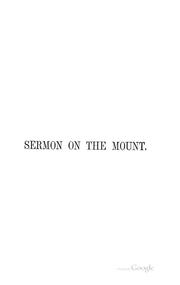 Cover of: A consideration of the Sermon on the Mount.