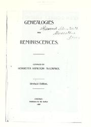 Cover of: Genealogies and reminiscences. by Henrietta Maria Hamilton McCormick