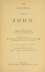 Cover of: The Gospel according to John. by Johann Peter Lange