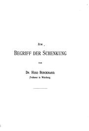 Cover of: Zum Begriff der Schenkung. by Hugo Burckhard