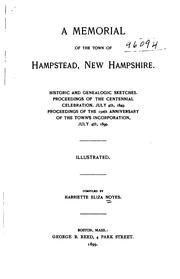 Cover of: A memorial of the town of Hampstead, New Hampshire. by Harriette Eliza Noyes, Harriette Eliza Noyes