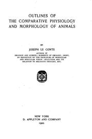 Cover of: Outlines of the comparative physiology and morphology of animals
