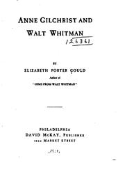 Cover of: Anne Gilchrist and Walt Whitman