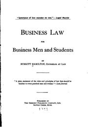 Cover of: Business law for business men and students