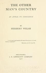 Cover of: The other man's country by Herbert Welsh