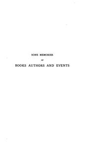 Cover of: Some memories of books, authors, and events