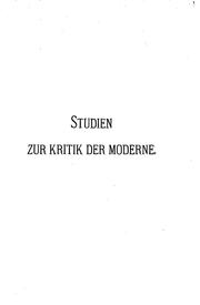 Cover of: Studien zur Kritik der Moderne