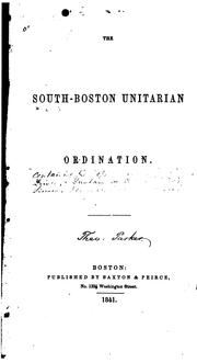 Cover of: The South-Boston Unitarian ordination.