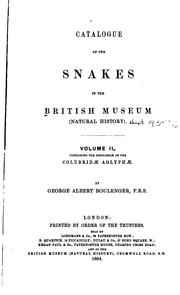 Cover of: Catalogue of the snakes in the British Museum (Natural History) ...