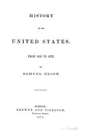 Cover of: History of the United States.: From 1492 to 1872.