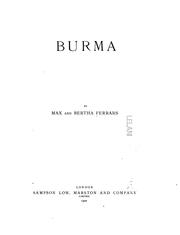 Cover of: Burma by Max Ferrars