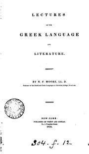 Cover of: Lectures on the Greek language and literature by Nathaniel Fish Moore