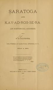 Cover of: Saratoga and Kay-ad-ros-se-ra: an historical address