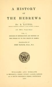 Cover of: A history of the Hebrews by Kittel, Rudolf