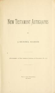 Cover of: New Testament autographs by J. Rendel Harris