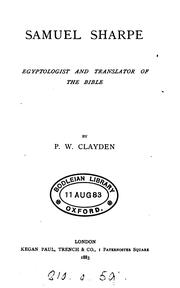 Cover of: Samuel Sharpe by P. W. Clayden, P. W. Clayden