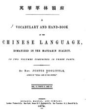 Cover of: Vocabulary and hand-book of the Chinese language.: Romanized in the Mandarin dialect.