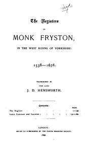 Cover of: The registers of Monk Fryston