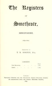 Cover of: The registers of Smethcote, Shropshire. 1609-1812. by Smethcote, Eng. (Parish)