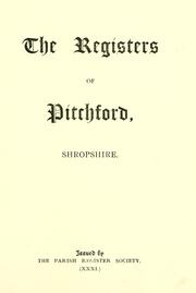 Cover of: The registers of Pitchford, Shropshire.  1558-1812