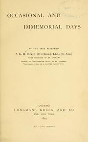 Cover of: Occasional and immemorial days by Andrew Kennedy Hutchison Boyd