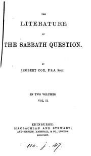 Cover of: The literature of the Sabbath question.