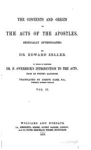 Cover of: The contents and origin of the Acts of the apostles: critically investigated