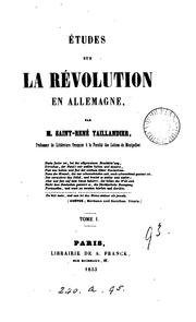 Cover of: Études sur la révolution en Allemagne by Taillandier, St. Réné