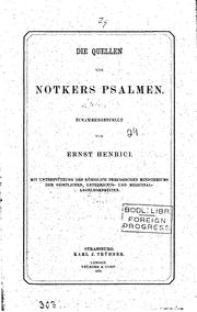 Cover of: Die Quellen von Notkers Psalmen. by Ernst Henrici