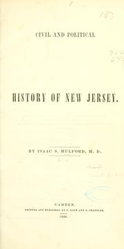 Cover of: Civil and political history of New Jersey.