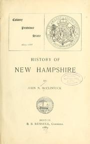 Cover of: Colony, province, state, 1623-1888.: History of New Hampshire