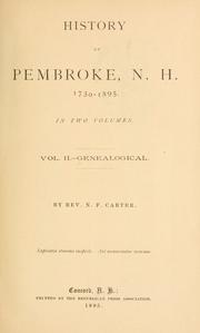 Cover of: History of Pembroke, N. H. by N.f. carter